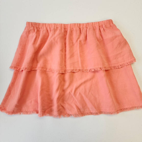 Bella Dahl 2 Layered Fringe Coral Tencel Mini Skirt Size XS - Picture 1 of 9